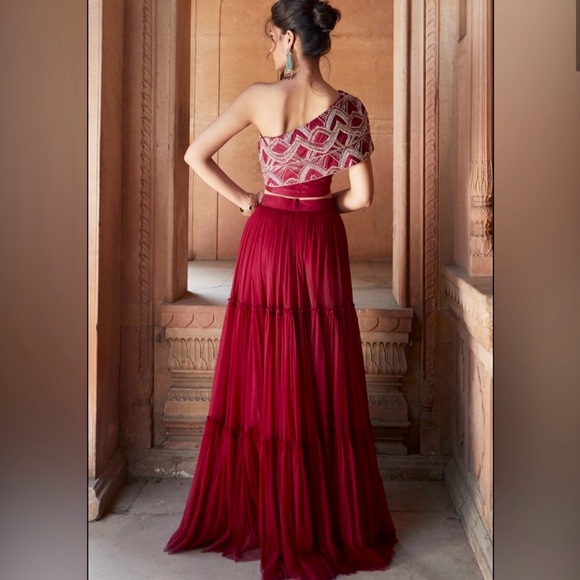 XS Lehenga - Burgundy - Pernia's Pop Up Shop - Picture 2 of 7